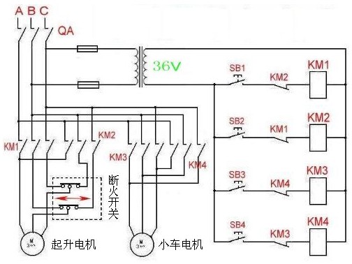 電動(dòng)葫蘆接線圖實(shí)拍